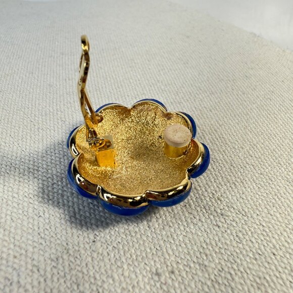 Lorren Bell Blue & Rhinestone Clip-On Earrings New - Picture 7 of 8